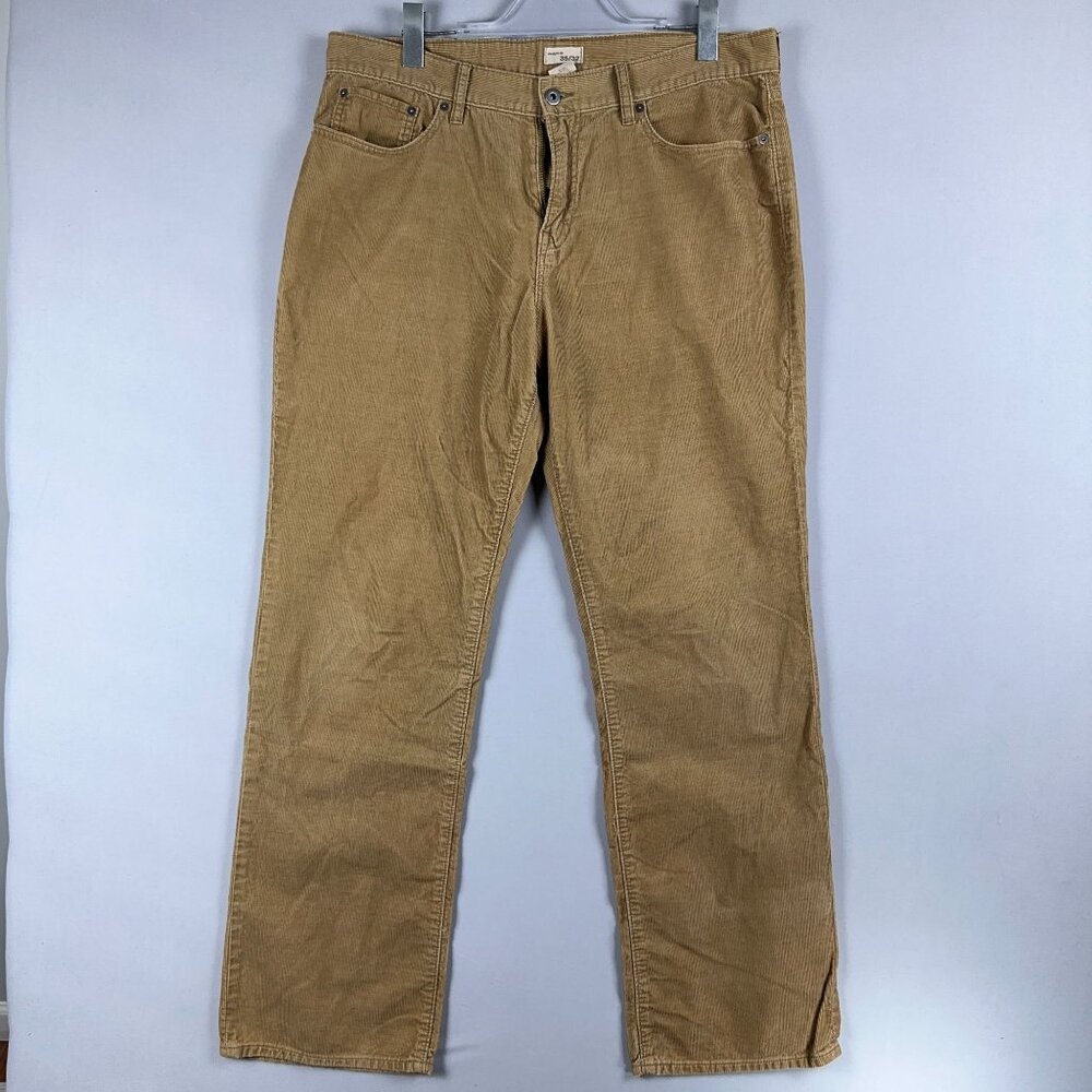 Gap Corduroy Pants Straight Fit Womens Size 35/32 High Rise Beige